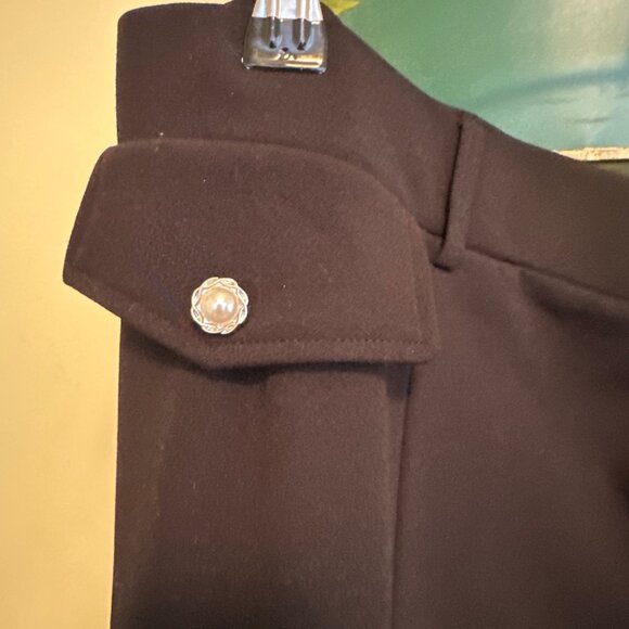 Womens Black Knee-Length Skirt With Decorative Buttoned Pockets - Size L By NYCC - Picture 6 of 6